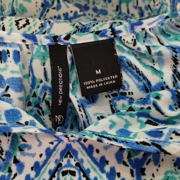 New directions women's blue and white long sleeve open sleeve size medium blouse - Picture 7 of 7